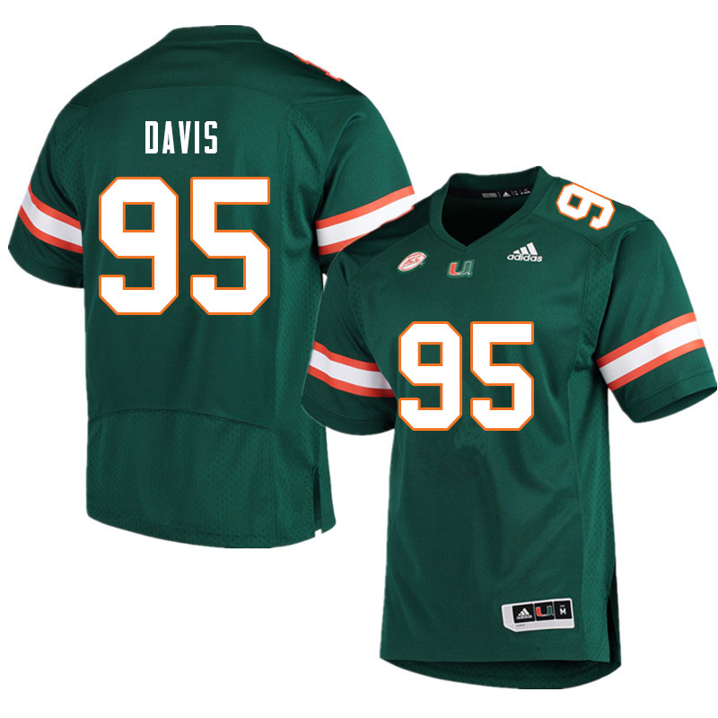 Men #95 Thomas Davis Miami Hurricanes College Football Jerseys Sale-Green - Click Image to Close